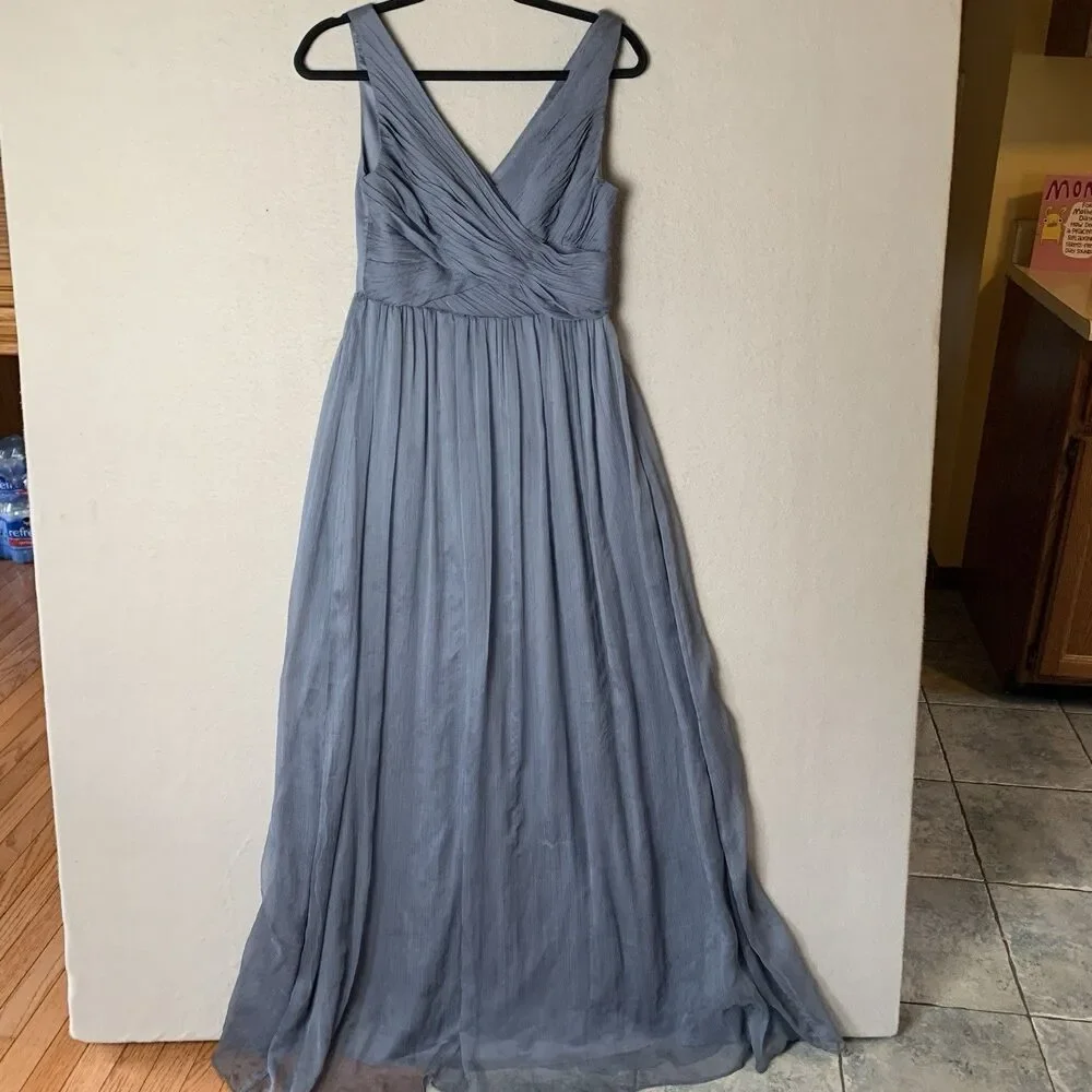 Anthropologie BHLDN Angie Gray Chiffon Dress Womens XS Bridesmaid Prom Formal - Picture 2 of 7